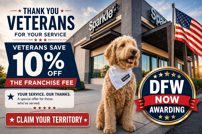 veterans save at Sparkle Grooming Co.  franchise opportunitied